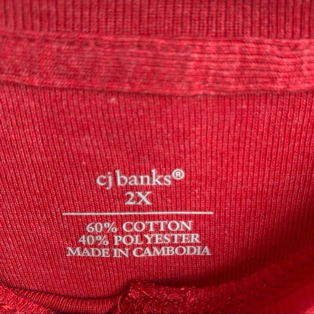 CJ Banks 2x Heathered Red V-Neck Tee - Picture 2 of 6